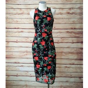 Just Me Mesh Floral Embroidery Bodycon Dress - Worn 1x